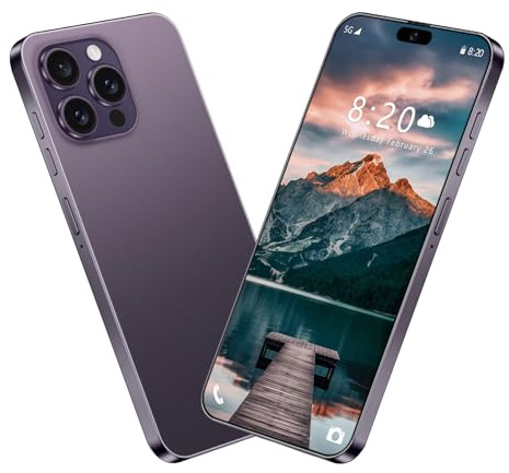ULUCAN Smartphone I16 Pro MAX para Exteriores, Resistente al Agua, Android a bajo Precio para Adolescentes, Adultos y Personas Mayores, 16 GB de RAM, 1 TB de ROM, batería de Gran Capacidad,Purple-1TB