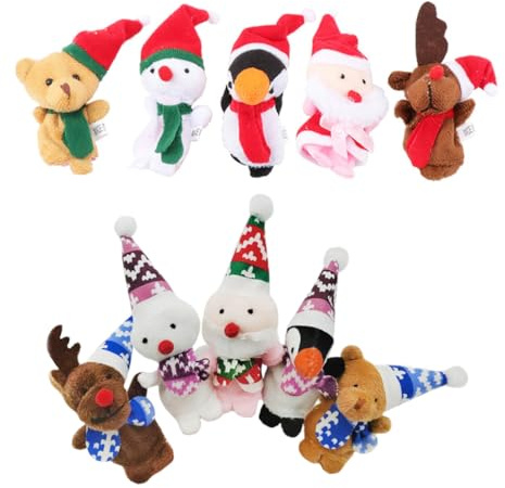 GARIOUANS 10 Stück Teiliges Niedliche Fingerpuppen aus Stoff Tragbares Weihnachts Finger für Kleinkinder Sichere Storytelling Figuren für Xmas und Lernspielzeug