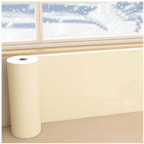 APMOE Papier Peint Adhésif Mural, Rouleau Isolant Thermique Autocollant Imperméable et L'humidité, Revetement Coussin Mural Résistant Insonorisant pour Cuisine, Salon(Beige,2 Rolls)