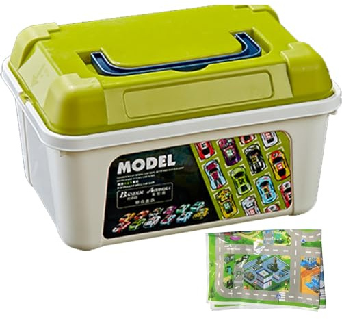 Große Spielzeugautos, 30-teiliges Rückziehauto-Set, Metall-Rückziehautos mit Kartenparkplatz und Aufbewahrungseimer, verschiedene robuste Spielzeuge für Kleinkinder, Jungen und Mädchen im Alter von 3