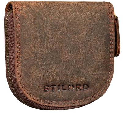 STILORD Cash Mini Portefeuille Cuir Vintage Porte-Monnaie Étui Pochette pour Monnaie pour Hommes Femmes en Cuir Véritable Couleur:Kreta - Brun