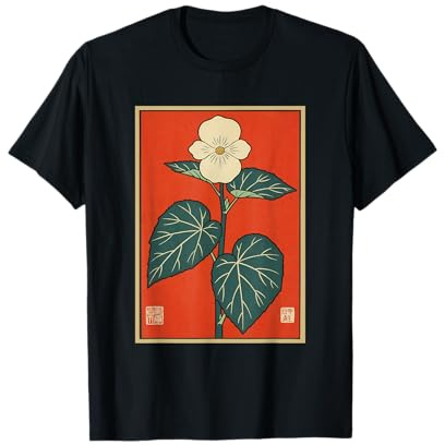 Vintage Giapponese Begonia Fiore Retro Giappone Arte Floreale Maglietta