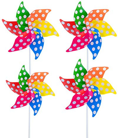 (4 pezzi) di mulini a vento colorati come regalo per bambini per giocare o come decorazione delicata per asili, giardini, cameretta dei bambini, feste o vetrine