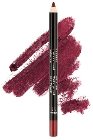 Radiant Professional Waterproof Lip Liner Pencil – Long Lasting, Creamy & Highly Pigmented Lipliner with Vitamin E & Jojoba Oil – Smudge-Proof, Smooth Lip Contour, 1.20 g (11 WINE)