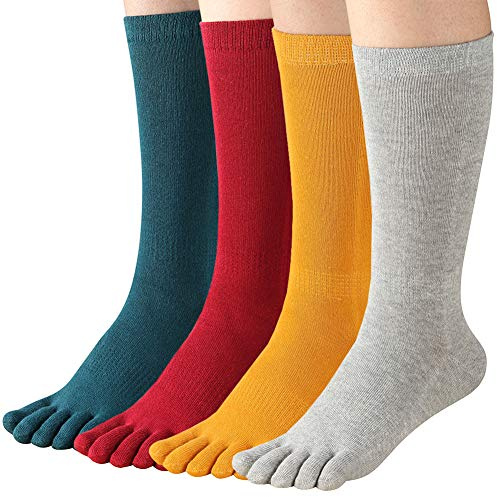 Meaiguo Chaussettes à bout pour femme pour la course à pied avec chaussettes athlétiques en coton, Gris, jaune, vert, bordeaux, taille unique