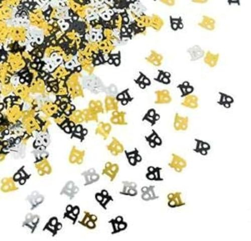 LGT 18th Birthday Confetti Table decorations scatter Black gold and silver birthday Confetti