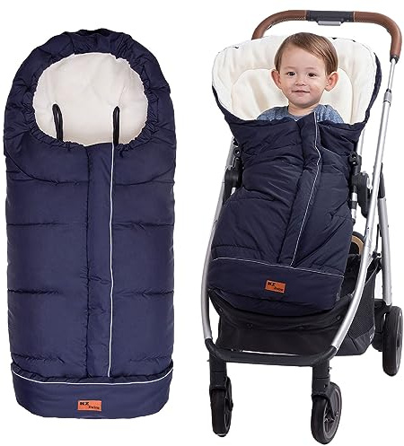 KZ Dotnz Stroller Footmuff, Winter Warm Waterproof Stroller Bunting Bag Fit All Stroller, with Non Skid Adjustable Fixing Cords and Adjust Hood, Stroller Cover for Winter/Stroller Accessory