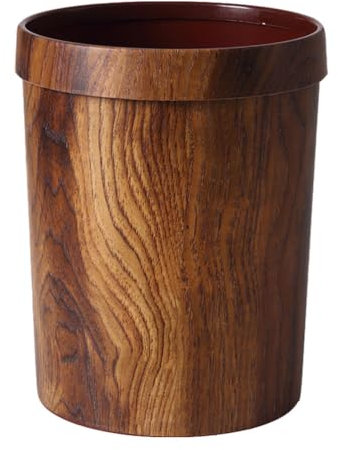 Cabilock Retro-Kreativ-Mülleimer Im Holzimitat-Look, Kompakter Papierkorb Für Wohnzimmer, Schlafzimmer Und Hotelzimmer, Platzsparender Abfalleimer, Leicht Zu Reinigen, 22 X 28 Cm