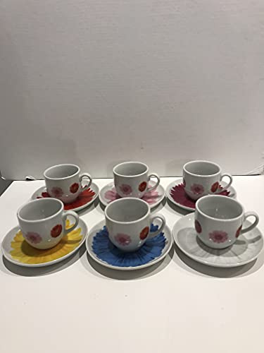 Servizio da 6 tazzine caffè con piattino in porcellana mod Margherita