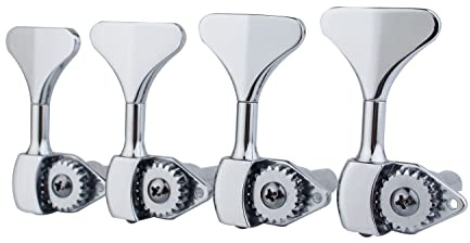 Guyker Bass-Mechanik (4 für rechts) – 1:20 Verhältnis Open Gear Tuners Tuning Key Pegs Ersatz für E-Jazz Gitarre Bass oder Präzisionsinstrumente – Chrom