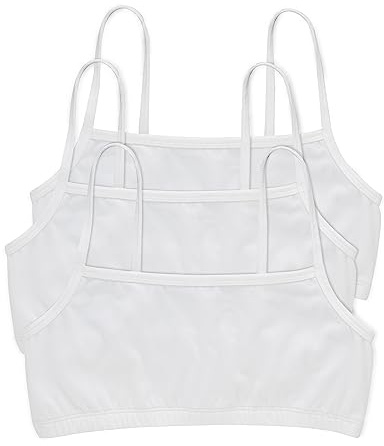 Hanes Women's Bralette, Breathable Pullover Bra, Crop Top, Solid Or Assorted, 3-Pack, Opaque, White/White/White, XL (Pack of 3)
