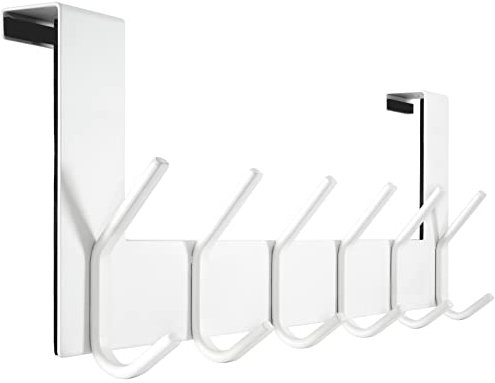 WEBI Appendiabiti da Porta,Acciaio Inox Attaccapanni da Porta,Gancio Porta,Appendino da Porta con 6 Ganci,2.1cm,Bianco