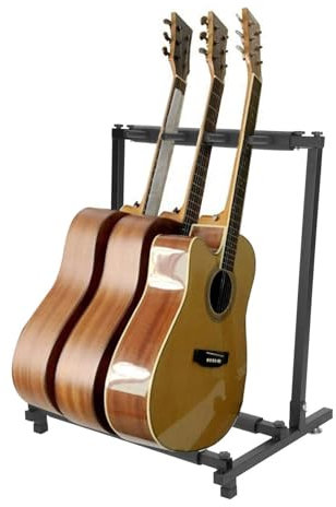 BALLSHOP 3-Fach Gitarrenständer Faltbar Tragbar Multistand Gitarrenstativ Multi-Gitarrenständer Mit 3 Halterungen Polsterung für Akustikgitarre Westerngitarre E-gitarren