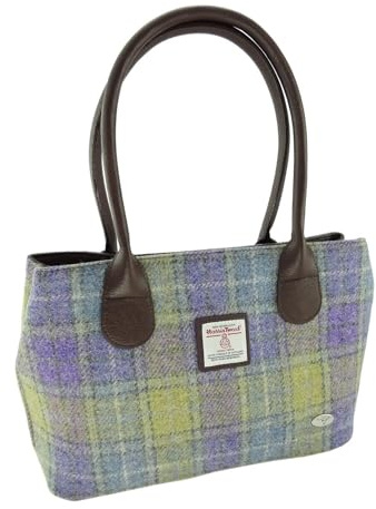 Glen Appin Harris Tweed - Bolso clásico - LB1003 - Cassley, Color 112 Lila/Verde