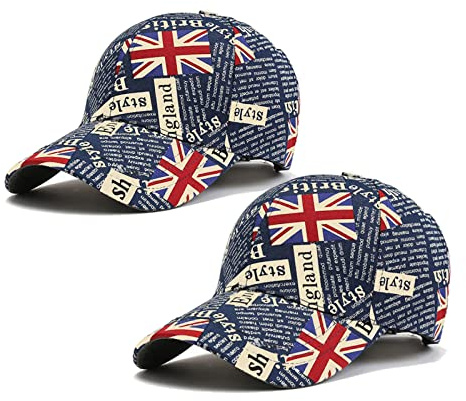 XGOPTS Union Jack Baseball Cap GB UK Great Britain Flag Print Hat - Summer Cotton Sun Hat Adjustable UV-Protection Cap - Sports Events Souvenir Gift Football Rugby (55-58cm)
