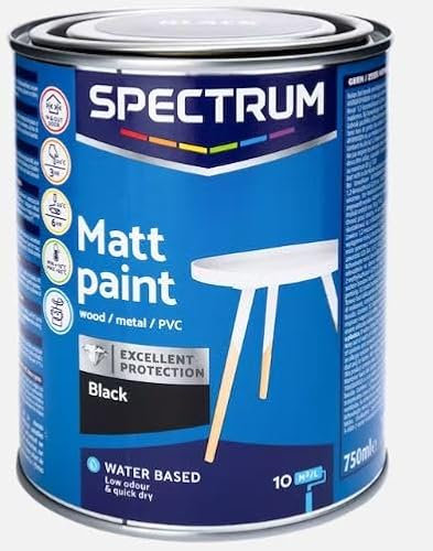 Vintage Luxury Spectrum Peinture mate noire 750 ml, pour bois, métal, surface en PVC, à base d'eau, faible odeur et séchage rapide, couleur mate, noire