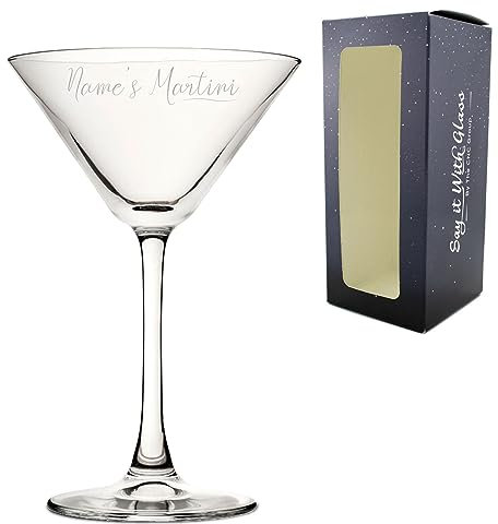 Personalised Engraved Enoteca Martini Cocktail Glass with Name's Martini Design, Personalise with Any Name for Any Occasion, Gift Box Included, Laser Engraved