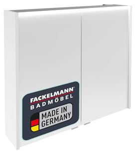 Verona LED-Spiegelschrank – Hängend, Vormontiert, Made in Germany – Badspiegel in Weiß-Hochglanz – 80 x 68,3 x 16,5 cm – Elegant und Praktisch