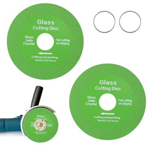 Lot de 2 Disque Coupe Verre 100mm, Disque pour Couper le Verre Coupe Bouteille Disque à Tronçonner Diamant Diamètre 22mm pour Meuleuse Angle Bouteilles Carrelage Porcelaine ou Jade (Vert, 2)
