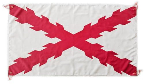 Bandera Cruz Borgoña Grande 150x90cm, Bandera Cruz Borgoña para Balcon con 4 Ojales y 4 Bridas