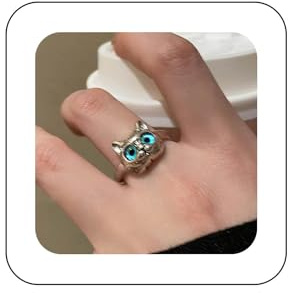 Inilbran Boho süßer Katzen-Fingerring, Vintage-Katzen-Wickel-offener Ring, Silber, lustige Katze, offener Knuckle-Ring, Kätzchen-Tier-Katzen-Ring, verstellbarer Stapelring, Schmuck für Frauen und