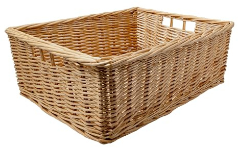 Arthur Cameron - Rectangular Shallow Wicker Storage Tray - Hand-woven by skilled artisans in Northern China, an organiser basket is the perfect home storage solution (Natural, Large)