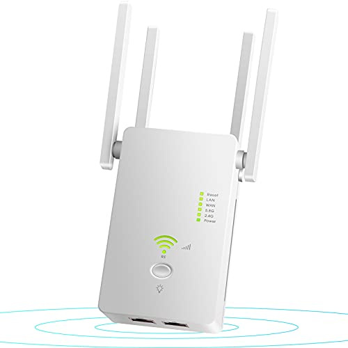 Wifi Signal Extension Booster, 1200Mbps Wireless Internet Amplifying Repeater, 2.4G And 5G Dual-Band Home Extender with 4 Antennas,White