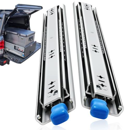 VAGUDE Schwerlastauszug mit Verriegelung Schubladenschienen 53 mm Breite für Seitenmontage Vollauszug Kugellagerung Hohe Belastbarkeit 93-120 kg Tragkraft (mit Verriegelung, 800 mm)