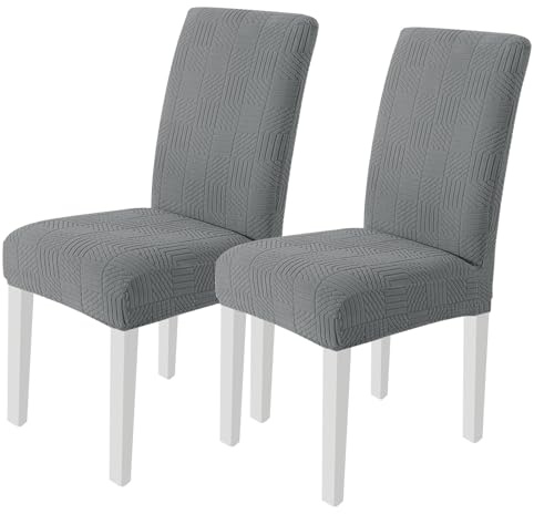 Ystyle Stretch Stuhlhussen 2er Set, Stuhlbezug Elastischer, Hussen Für Stühle Abnehmbarer Waschbarer, Universal Stuhlbezüge, Für Hotel Bankett Küche Restaurant Hochzeit Party, Hellgrau