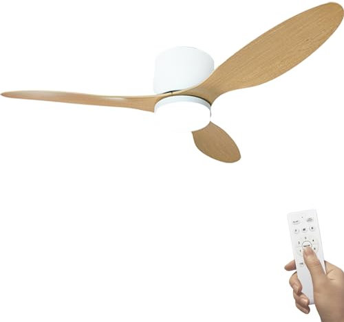 CAUNMAR Plafonnier Ventilateur De Plafond 106CM 3 Lames, Ventilateurs De Plafond Avec Lampe Intégrée 3 Couleurs 6 Vitesses Avec Minuterie, Lampe Ventilateur Silencieux Moteurs DC Réversibles