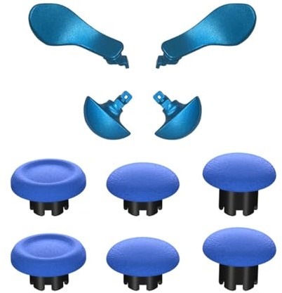 Hzxkqmil Baguettes de Pouce de Remplacement pour PS5 Edge Manette, Joystick Personnalisé Stick Analogique & Pagaies Arrière en Métal Boutons de Déclenchement pour PS5 Edge Controller, Bleu