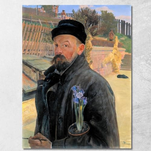 Selbstporträt mit einem Hyazinthen Jacek Malczewski, jml111, Bild auf Leinwand, Fine Art, gerahmt, fertig zum Aufhängen, hochwertig, 150 x 120 cm