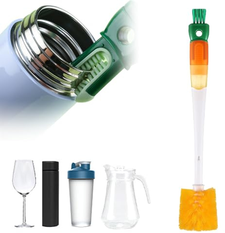 Multifunctional Water Bottle Cleaning Brush, 2024 New Bottle Brush, Cleaning Brushes for Small Spaces Water Bottle Cleaning Brush (Orange)
