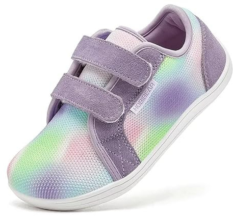 HOBIBEAR Kids Calzado Descalzo Ancho para niños niñas Outdoor Trail Running Minimalist Walking Shoes(Violeta Manchado,EU 28)