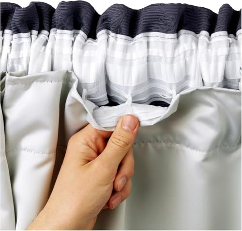 RAYYAN LINEN Thermal Blackout Curtain Lining Pair, 100% Blackout 3 Pass Readymade Insulated Linings with Curtain Hooks (Width 46 X Drop 52 (To Fit 46x54)