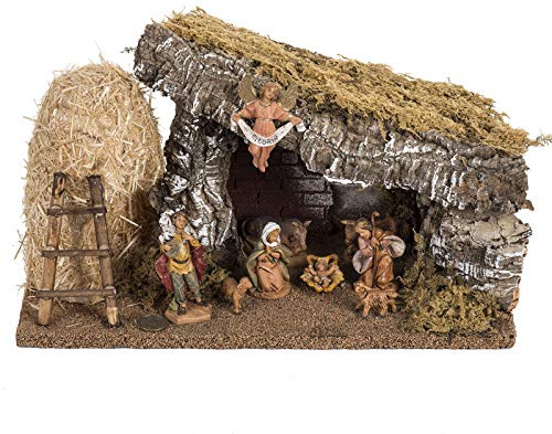 Holyart Etable et Botte de Paille crèche Fontanini 6,5 cm, avec Figurines