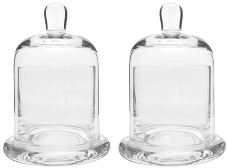 Garneck 2 Sets Home Decor Glass Cloche Candle Holder Bell Jar Simple Candle Cup for Wedding Festive Bar