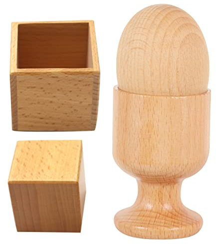 TOYANDONA Jouet Œuf Et Coquetier en Bois pour Garçon Et Filles, Boîte Bloc Carré, Ensemble 2 Pièces, Coordination Œil-Main, Jeu Éducatif Montessori, Développement Motricité Fine