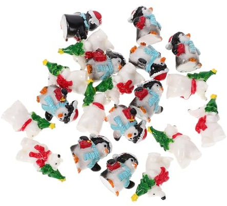 Toyvian 20stücke Teiliges Miniatur Weihnachtsfiguren Weihnachtsbären Und Pinguine Für Festliche Dekoration Für Tisch Und Büro Kunstharz-miniaturen