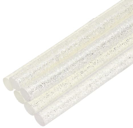 QUARKZMAN 6 Stück Heißklebestift 7mm x 100mm Heißkleber Klebestifte EVA Klebesticks Heissklebepistole für Klebepistole DIY Ersatzsticks Holz Kunststoff Handwerk Glitzer klar Weiß