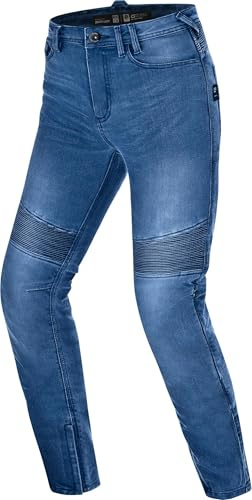 SHIMA Zenith Motorrad Jeans Damen mit Protektoren GFLEXX Knieprotektoren Motorradhose Kurzgrößen Hosen für die Frau Protektorenhose Textilhose Urban Stretch Jeanshose Lang (Frauen, Blau, 24/32)