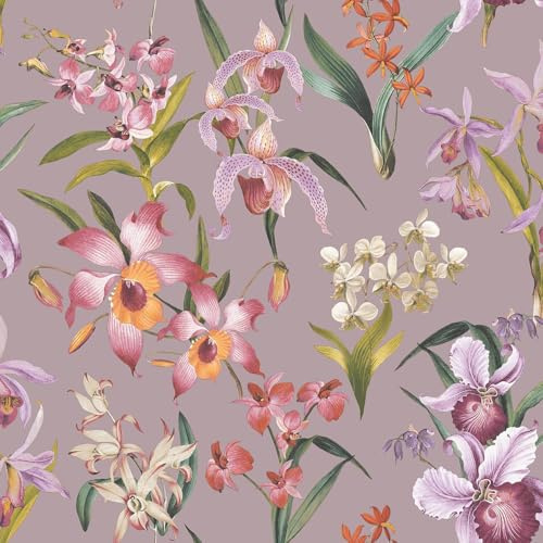 YöL Sample Piece - Maya Floral Lilac Wallpaper