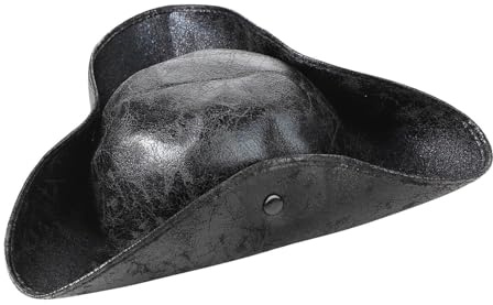 Halloween Pirate Hat | Leather Pirate Hat Adult Kids| Medieval Pirates Captain Costume Hats for Men & Women | Distressed Colonial Style Tricorn Hats Dress up Prop Accessory for Halloween Role Play