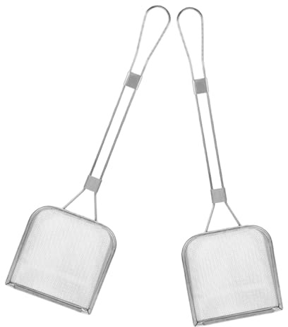 Cuchara Coladora Plata de Acero Inoxidable 2 Piezas Cuadrada | Malla Metálica, Gran Capacidad, Uso Profesional y Aficionado, para Fritura y Cocina