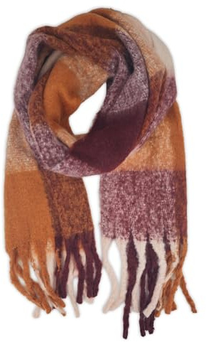 styleBREAKER Sciarpa da donna in tessuto con motivo a quadri | Sciarpa lunga con frange spesse e lunghe | Morbida sciarpa invernale a maglia, materiale caldo, stola, colore: