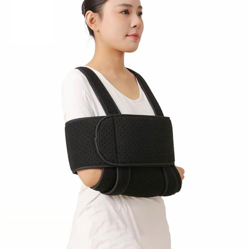 HAGJII Soft Pile Foam Sling for Shoulder Injury Adjustable Arm Sling Shoulder Immobilizer Fits Right/Left Arm with Adjustable Straps for Dislocated, Broken, Fractured Arm, Strain(Black+Breathable)
