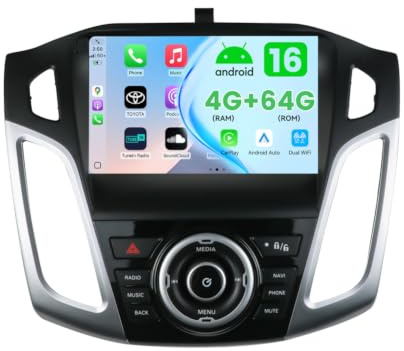 MSD 9 Pollice 4G+64G Autoradio Per Ford Focus (2012-2017) | Android 16 GPS Navigation Radio | Carplay Android Auto Volant Dual Band WiFi DSP DAB Bluetooth Mirror link | Telecamera | 2 Din