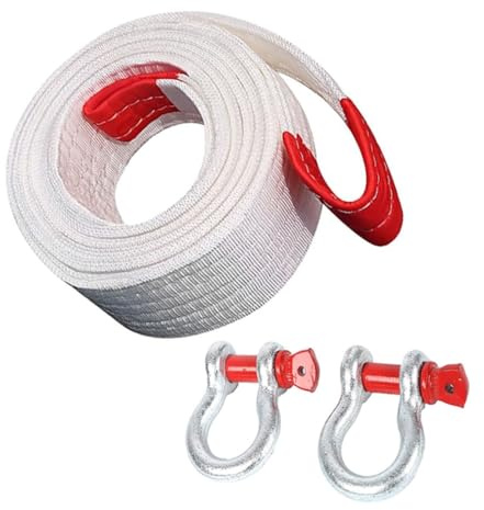 Corde De Remorquage Voiture, Sangle De Remorquage Auto 5M 8T avec 2 Manilles,Sac Rangement, L'externalisation des Tissus Oxford Améliore La Sécurité (Version Améliorée)(White2,3 Meters 3 Tons)