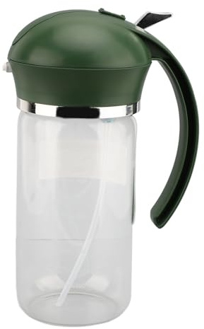Gsycle 2 en 1 botella de aerosol de aceite, dispensador de aceite de vidrio de 550 ml y botella de dispensador de aceitunas para ensalada para freidora de aire para cocinar barbacoa (Vert)