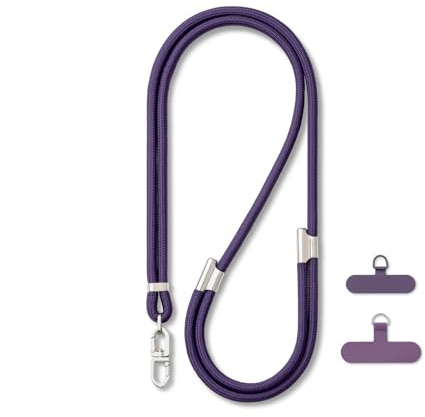 AOKSUNOVA Cordino Cellulare Viola Scuro Universale da Collo | Laccio per cellulare in poliestere, regolabile 40-80 cm, morbido e versatile, ideale da tracolla per viaggi e uso quotidiano